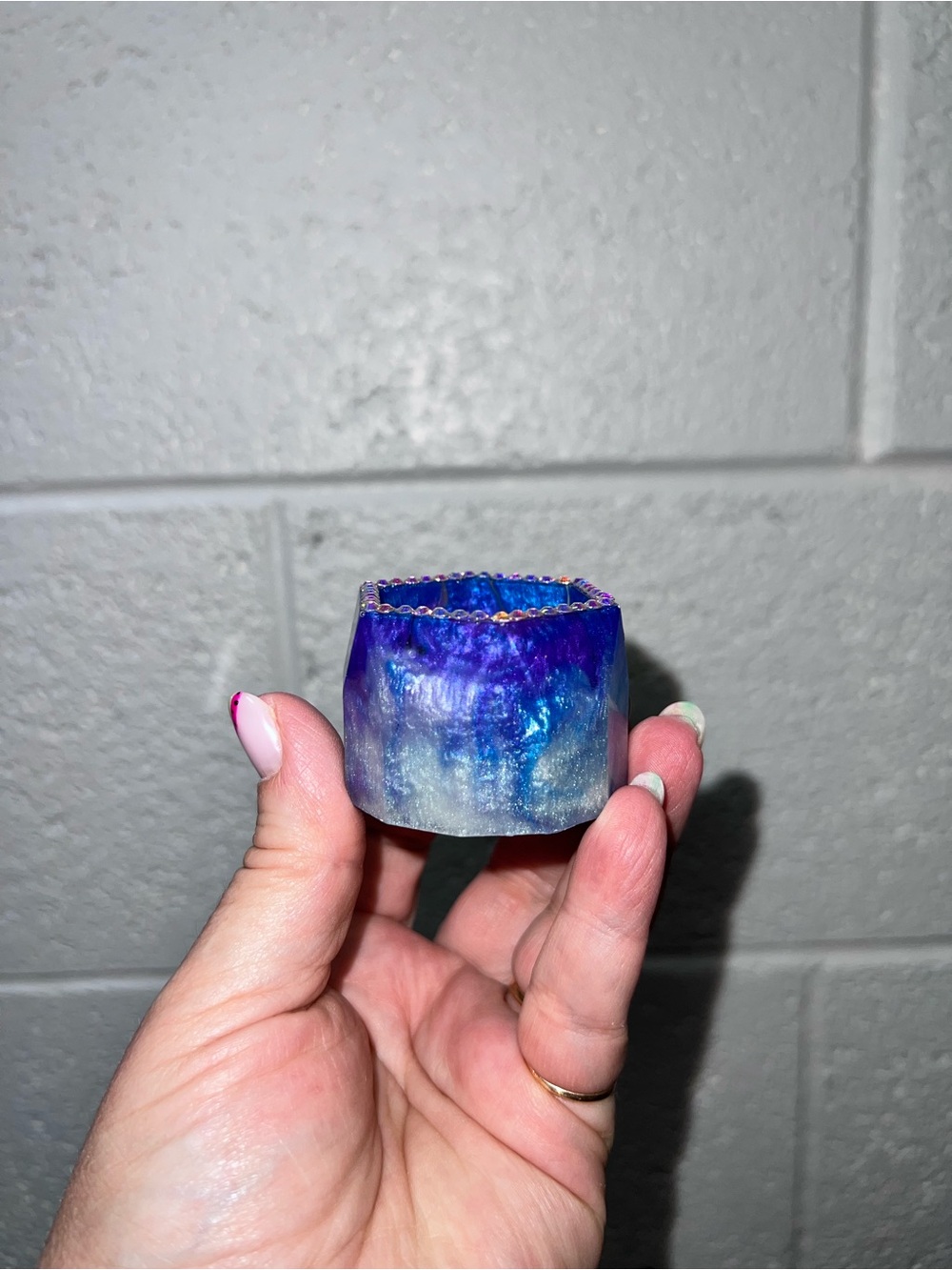 Handmade Iridescent Blue-Purple Resin Ring Holder